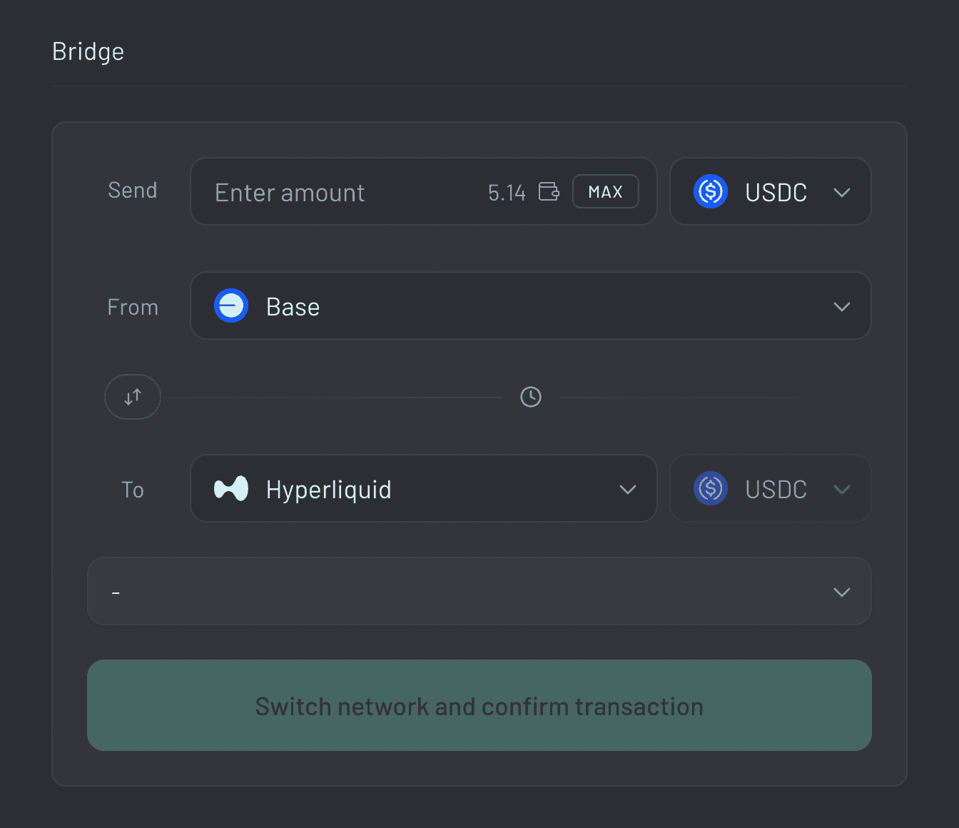 Step 3 Step 3: Select USDC and your origin chain.